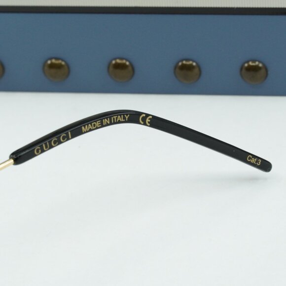 Gucci GG1034S 002 Geometric Sunglasses - Gold with Chain/Grey - Picture 9 of 10